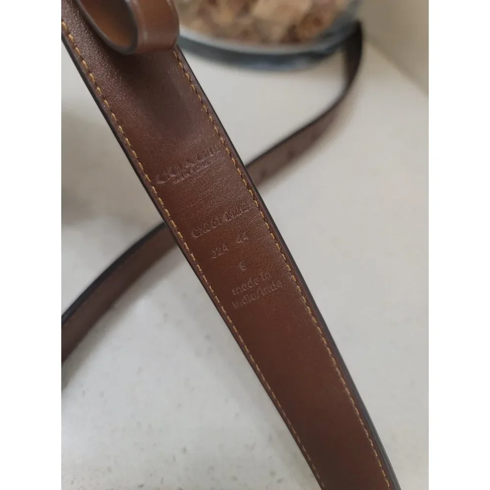 Coach Signature Buckle Belt C1725 Brown Leather with Gold Buckle Size S - Picture 3 of 8